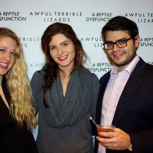 LindsayElizabeth Hand Andrea Kfoury and Alex Estrada at the Awful Terrible Lizards Premiere Party