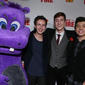 Nicholas Coombe Left with Joshua Ballard Centre and Bradley Steven Perry Right at the premiere of Pants on Fire