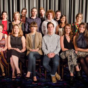 Boot and Bat Eyes castcrew photo taken with ATYP ambassador Rose Byrne at The Voices Project premiere night