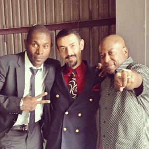 Philippe Joly with other cast Frank Matour and Reggie Martin on the set of From Vegas To Macau