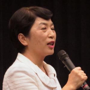 Mizuho Fukushima is a Japanese politician, and she is mostly known for being Minister of State for Consumer Affairs and Food Safety, Social Affairs, and Gender Equality in Prime Minister Yukio Hatoyama's cabinet since 2009 to 2010. This is a photo which taken at the House of Councillors on September 19, 2014 in Japan. Photographed and edited by the Japanese filmmaker, Corman Award Winner Ryota Nakanishi who is the professional film editor of the 2013 Amazon and Oricon bestseller Japanese film Rakugo-Eiga.