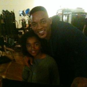 Jaden Martin and Will Smith on Set After Earth