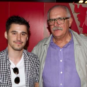 Producer Josh Wood meets Academy Awardwinning director Nikita Mikhalkov during 33rd Annual Moscow International Film Festival on June 26 2011 in Moscow Russia