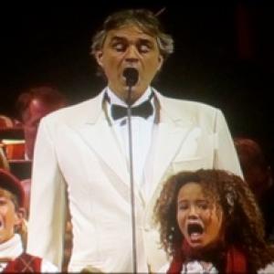 Talia singing with Andrea Bocelli in Houston Texas on the Christmas Tour