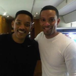 Will Smith and Todd Anthony on the set of Men In Black 3