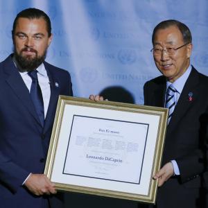 Leonardo DiCaprio and Ban Ki-moon