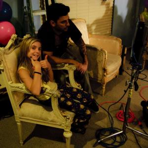 Sierra Willis with Director Nicholas DeRuve on the set of Dr Thompson