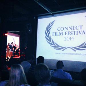 2014, introducing the second Connect Film Festival, with co-MC Jackson Tozer