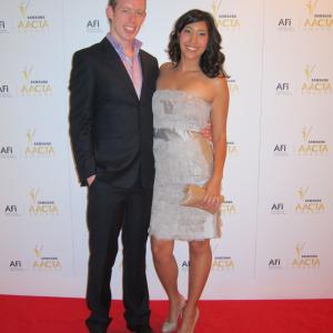 Emily Dean and friend at AFI  AACTA Awards Sydney 15 January 2012