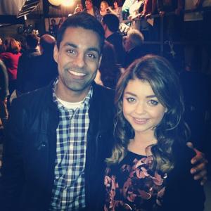 Andy Gala and Sarah Hyland on the set of TV Land's 