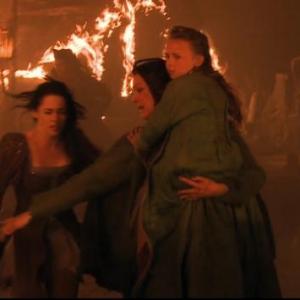 As Lily with 'mum' Rachael Stirling and Kristen Stewart in Snow White and the Huntsman