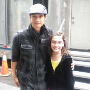 On set of the Glee Season 2 Finale with Harry Shum Jr