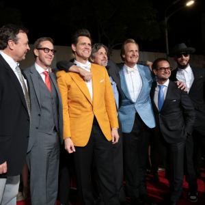 Farrelly Brother Joey McFarland Jim Carrey Jeff Daniels Riza Aziz and Swizz Beatz at the Dumb and Dumber To Premiere in Los Angeles