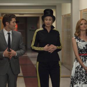 Still of Jane Lynch, Matthew Morrison and Jayma Mays in Glee (2009)