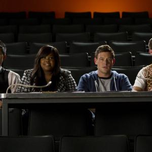Still of Harry Shum Jr Cory Monteith Kevin McHale and Amber Riley in Glee 2009
