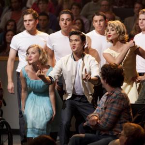 Still of Harry Shum Jr Dianna Agron and Heather Morris in Glee 2009