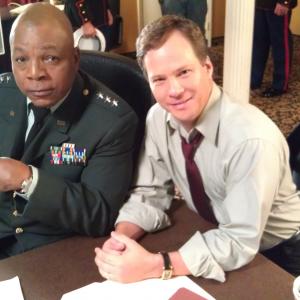 On set of the SyFy Original movie American Warship with Carl Weathers