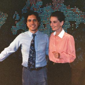Peter Tedeschi and Audrey Hepburn on set in 1992.