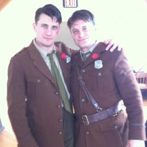 Shea Whighem and stunt double on set of Boardwalk Empire