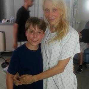Zachary Haven and Jennie Blong on the set of Blue Jay