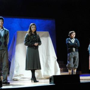 From The Chronicles of Narnia At the CA Theater of Performing Arts in San Bernardino Left to Right Nathaniel Weiss Sarah Pierce Isaac Youree and Raeven Hanan