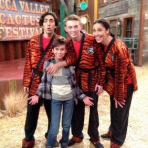 Will Babbitt Mateo Arias Dylan Riley Snyder and Brooke Dillman on the set of Kickin It
