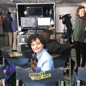 On the set of Brooklyn Nine-Nine as Young Jake