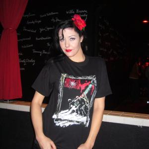 Mary Jane at the Comedy Store on the Sunset strip - wearing ADW shirt.