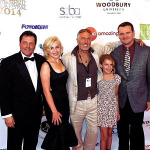 Bombshell World Premiere2014 Left to right Jeff Rector as JFK Madison Rose as Norma Jean Director Jason Lehel Angelina Mann as child Marilyn Dean England as Marilyns photographer