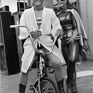 Black and White, Bicycle, Costume, Smiling, Full Length, Behind the Scenes, On Set, Television Yvonne_Craig_mptv