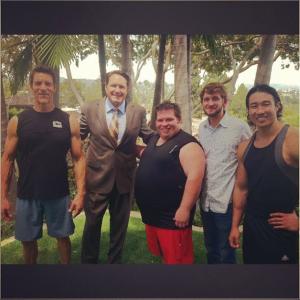 On set for Monsters of Fitness. With Tony Horton, Chris Myers, Cameraon Manwaring, and Mike Chang.