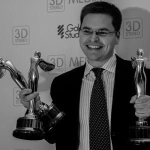 Florian Maier receiving 3 Lumiere Awards for Outstanding Achievement from the International 3D Society in Hollywood