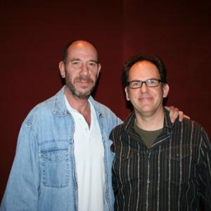 Woody Woodhall with Miguel Ferrer recording ADR for the feature film Four Assassins