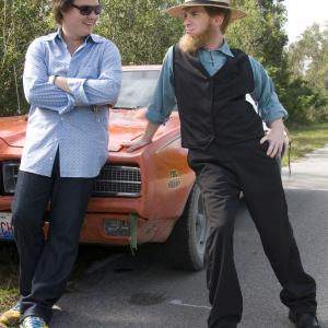Still of Seth Green and Clark Duke in Sex Drive 2008