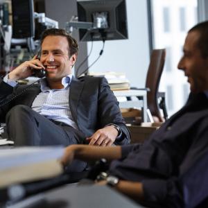Still of Jeremy Strong and Rafe Spall in The Big Short (2015)
