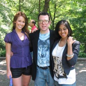 Joe Paul with actresses D'Arcy Fellona and Anju McIntyre filming in Central Park NYC.