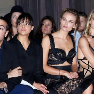Mohammed Al Turki Michelle Rodriguez Natasha Poly and Rosie HuntingtonWhiteley attend the Atelier Versace show as part of Paris Fashion Week Haute Couture FallWinter 20152016 on July 5 2015 in Paris France