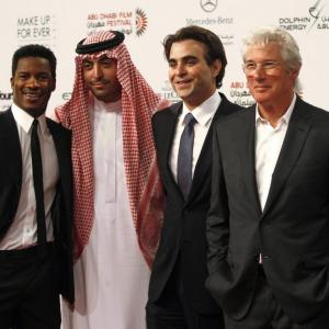 ABU DHABI, UNITED ARAB EMIRATES - OCTOBER 11: (L-R) Nate Parker, Mohammed Al Turk,i Nicholas Jarecki and Richard Gere at the Abu Dhabi Film Festival 2012 at Emirates Palace on October 11, 2012 in Abu Dhabi, United Arab Emirates.