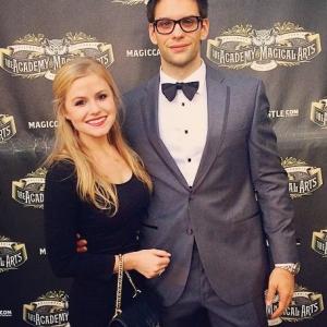 Kyle Valle and his girlfriend actress Erin Aine Smith on the red carpet at the Magic Castle
