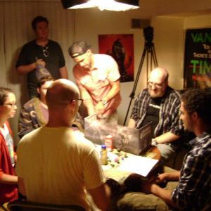 on set for MC Frontalots Critical Hit music video with Brian Posehn Jacques Shy MC Frontalot Justin Harrison and crew 2011