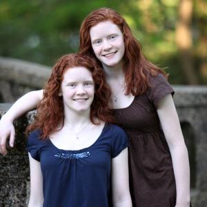 Grace Aronds and her twin sister Jane Aronds at a photo shoot in the Spring of 2010