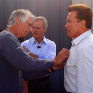 Steve mics up Gov. Schwarzenegger for CBS 60 Minutes