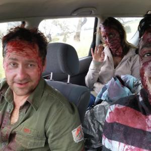 Derek Erskine,ALex Tsitsopoulos & Cat Commader on the set of the horror feature PEEKABOO.Release date unconfirmed.