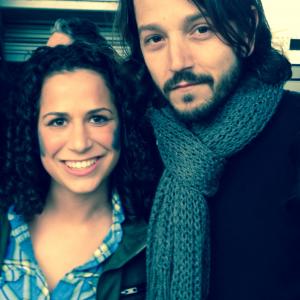 Abby on set with Diego Luna for a Honda commercial for the World Cup