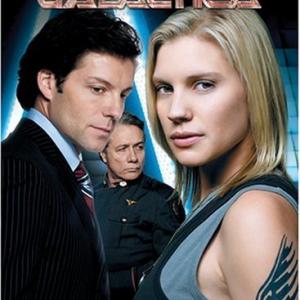 Edward James Olmos, Jamie Bamber and Katee Sackhoff in Battlestar Galactica (2004)