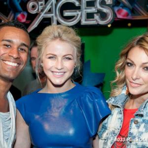 Rock of Ages assistant choreographer Jimmy Arguello actress Julianne Hough and actress Celina Beach at the Rock of Ages movie premiere  Miami Beach at the Regal Cinema South Beach Stadium 18 on June 7th 2012