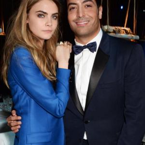 Cara Delevingne and Mohammed Al Turki attend the Mulberry dinner at Claridge's Hotel on February 16, 2014 in London, England.