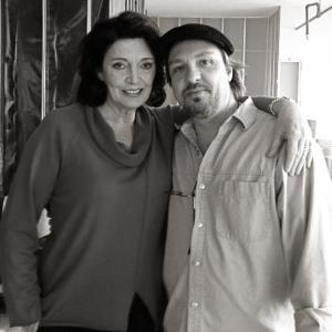 Sarah Douglas and Kenneth Mader on the set of Displacement