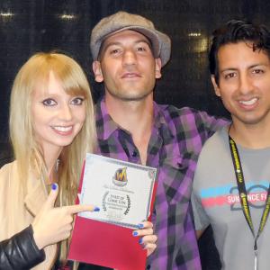 At Comic Con Sacramento 2014 where Red Cloud Deliverance won the Spirit of Comic Con Award The film goes on to other Comic Cons around North America 2014 2015 Some such as Chicago and Philadelphia with 75000 attendees Here writeractor Alex Kruz and writerdirector Natalya Lazareva hold up their award with actor Jon Bernthal giving the big thumbs up!