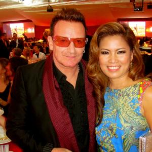 Bono with Zarah at the 21st Annual Elton John AIDS Foundation Oscar Viewing Party February 24, 2013 in West Hollywood, CA.